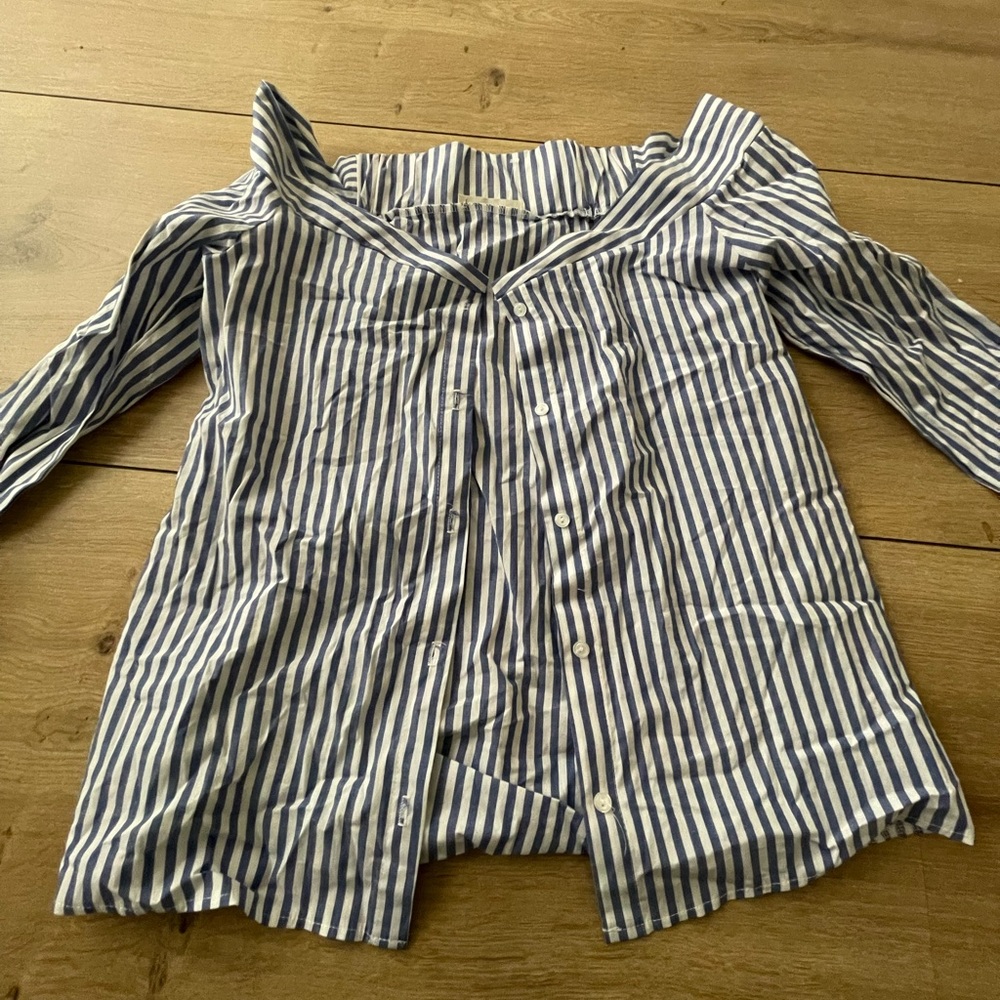 “ Labanga “ Blue and White Stripped Button Down